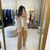 Calça straight fit TWINSET em polipele camel