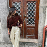 Camisola de malha Semicouture com brilho em bordeaux