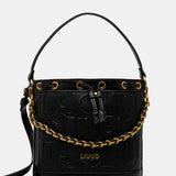 Mala bucket bag LIU JO em preto com logotipo em relevo