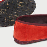 Violet loafers in red and burgundy velvet
