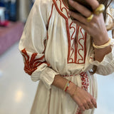 Long Scotch &amp; Soda linen dress with ethnic embroidery