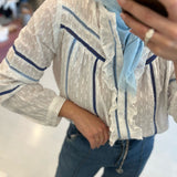 White Sylvester blouse with blue and details