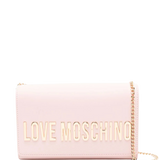 Mala de ombro Love Moschino rosa com logo metálico