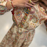 Vestido longo Olindo com padrão colorido