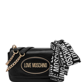 Mala mini bag Love Moschino preta com lenço estampado