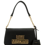 Mala de ombro Love Moschino em preto com logo metálico