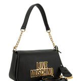 Mala de ombro Love Moschino em preto com logo metálico