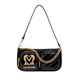 Mala Love Moschino acolchoada em preto com bolsos à frente