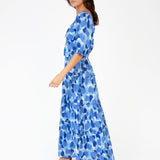 Omary long dress with blue print