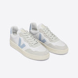 White Veja sneakers with blue logo | V-90